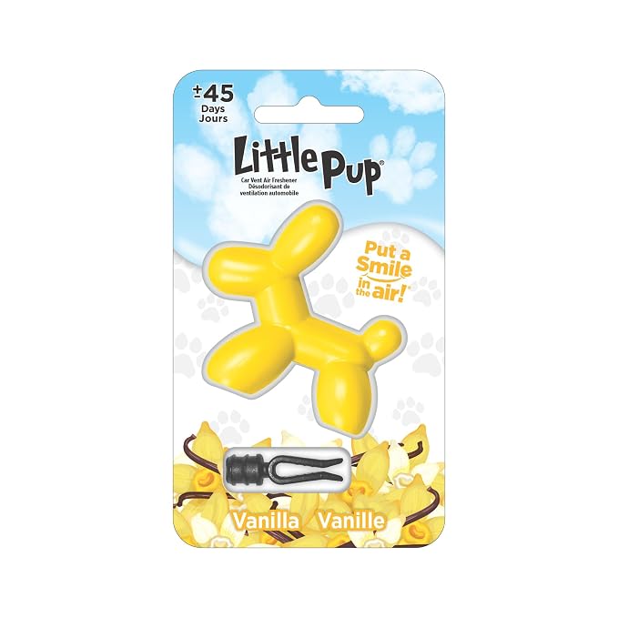 Little Pup 96602 Vanilla Scent, Car Air Freshener, Clips to A/C Air Vent, Alcohol-Free Fragrance Oil, Non-Hazardous and Non-Toxic Plastic, Set of 1