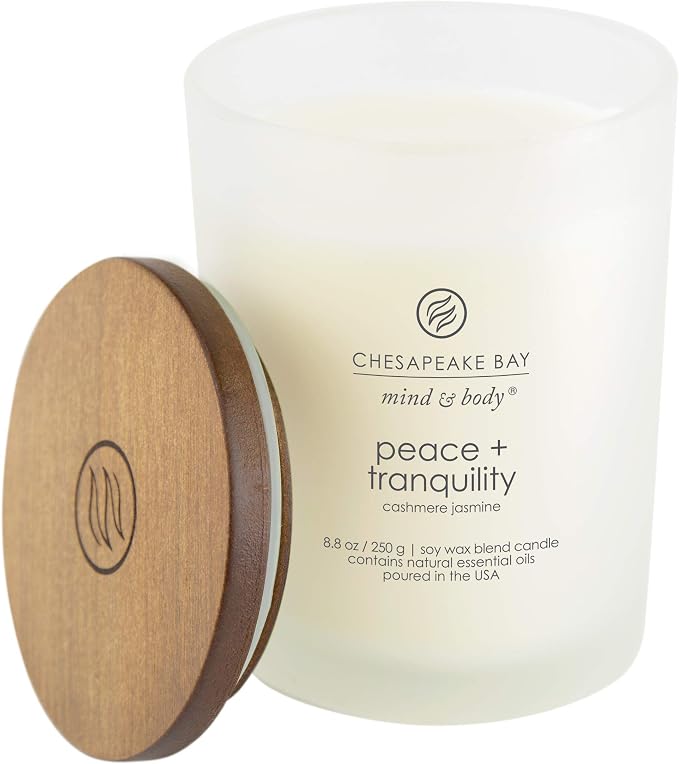 Chesapeake Bay Candle Peace + Tranquility (Cashmere Jasmine) Scented Candles Medium Size 2-Pack Perfect for Home Décor Relaxation and Gifting
