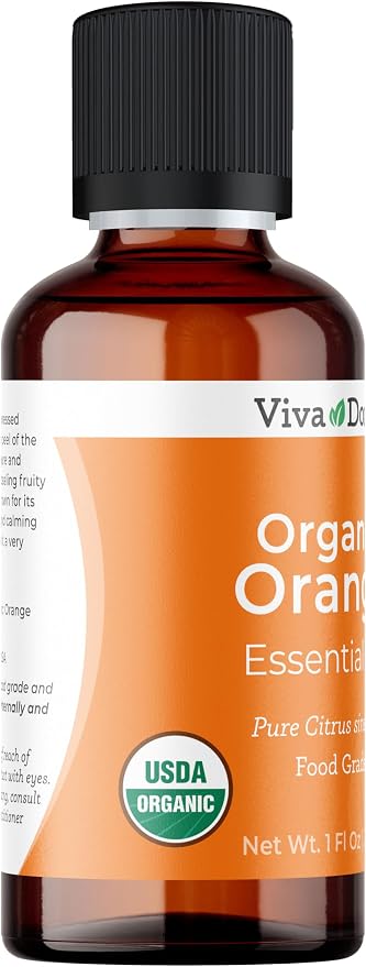 Viva Doria Orange Essential Oil, USDA Certified, Organic Orange Oil, 100% Pure, Natural Essential Oil, Undiluted, for Aromatherapy | Food Grade, 30 mL (1 Fluid Ounce)