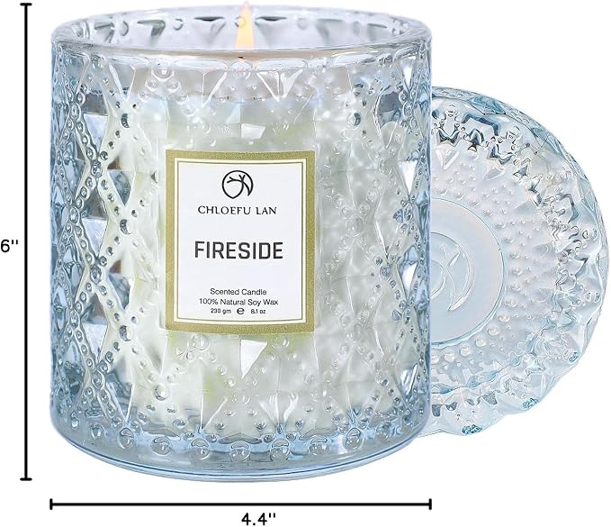 Smokey Fireside Scented Candle Gifts for Men Cashmeran Leather Candles for Home Scented, 55 Hours Long Burning, 8.1 Ounce Premium Soy Wax