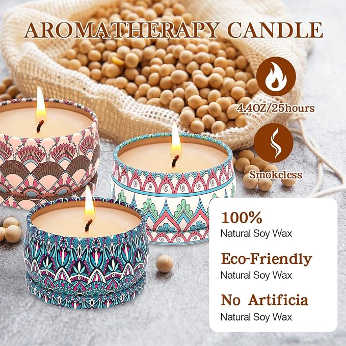 Scented Candles Gifts Set of 3, Soy Wax Gift Set Candle for Home Scented,Birthday Gifts, Christmas, Anniversary, Valentine's, Graduation, Holidays, Thanksgiving, Aromatherapy, Baby Shower Prizes