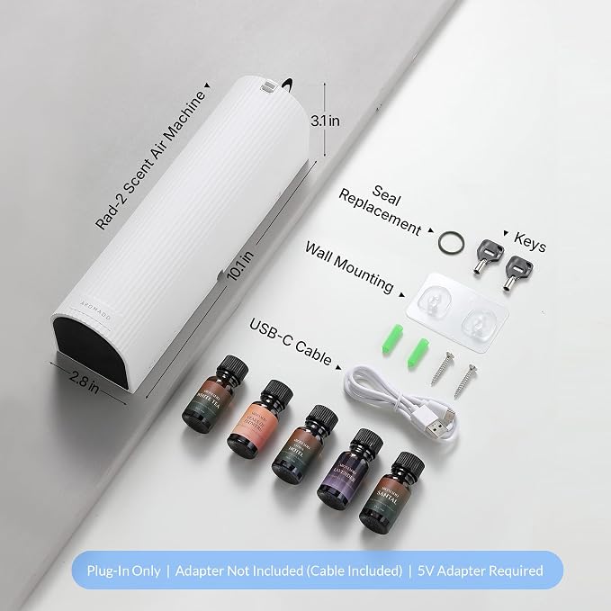 Aromadd Scent Diffuser Starter Kit – Waterless Essential Oil Diffuser for Home, 1500 Sq.Ft Coverage Scent Air Machine, Smart Auto Mode Hotel Collection Diffuser with Cold Air Tech (White)