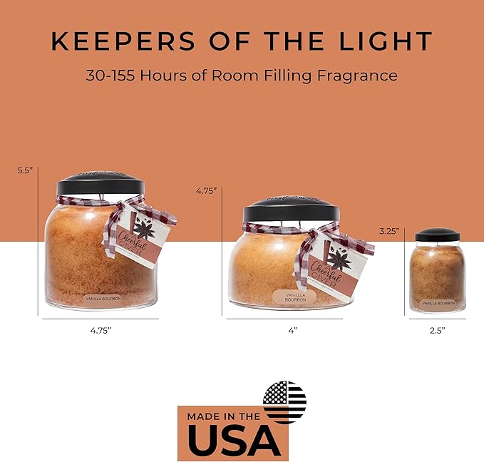 A Cheerful Giver - Vanilla Bourbon - 22oz Mama Scented Candle Jar with Lid - Keepers of the Light - 125 Hours of Burn Time, Gift Candle, Brown