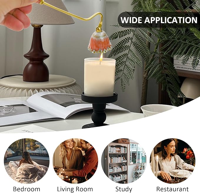 Candle Snuffer, Decorative Candle Extinguisher Snuffer with Long Handle, Elegant Metal Candle Tool for Putting Out Candle Flame Safely (Tangerine)