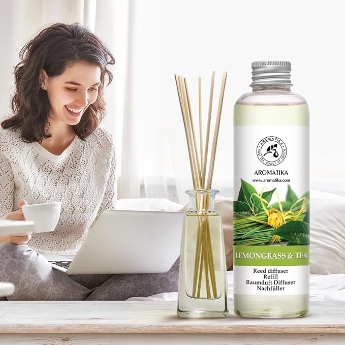 Reed Diffuser Refill Lemongrass - Tea 6.8 Fl Oz - Scented Diffuser - Room Diffuser Refill with Scent - Room Freshener - Home Fragrance - Scented Diffusers - Home Fragrance
