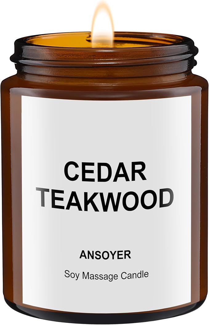Massage Oil Candle, Scented Candle for Spa Use at Home with Soybean Oil, Ultra Hydrating Body Care, 4.5oz, Cedar Teakwood