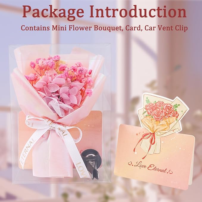 Small Bouquet Car Air Freshener Vent Clips Mini Fresh Flower Bouquet Air Conditioning Outlet Perfume Clip Decoration Essential Oil Diffuser Vent Clip Auto Interior Accessories for Car Decor