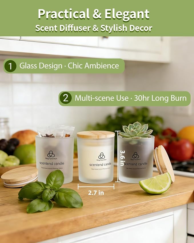 Lime & Basil Scented Non Toxic Candles for Home, Natural Soy Wax Aromatherapy Candle Gifts for Women Men, Meditation, Aromatherapy, Fresh Home Decor, Odor Eliminating Citrus for Kitchen