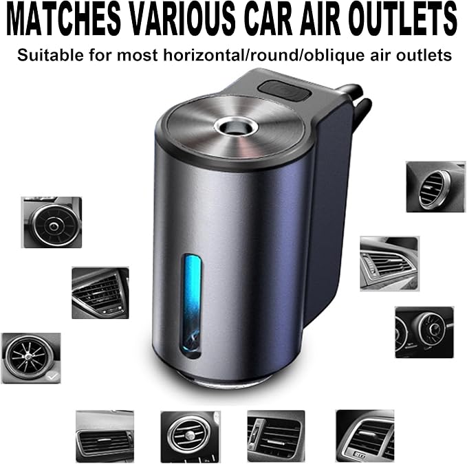 Smart Car Air Freshener, Car Air Freshener Diffuser, Rechargeable Cars Aroma Diffuser, 3 Levels of Adjustable Intelligent Cars Diffuser with 3 Bottles of Cologne