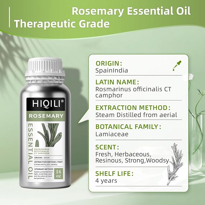 HIQILI Rosemary Oil for Hair Growth, Add to Shampoo & Conditioner - 16 Fl Oz