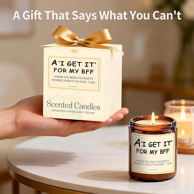 Lavender Candles for Women - 7oz Aromatherapy Soy Candle for Stress Relief, 50H Burn Time, Best Friend Birthday Gifts for Women, Funny Birthday Gifts Candle from You, Friendship Gift for BFF