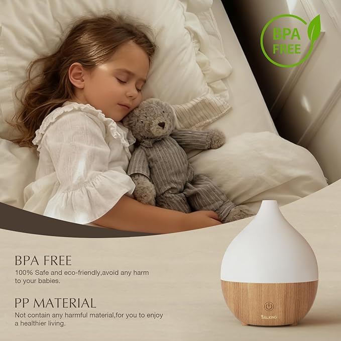 SALKING Essential Oil Diffuser with Luxury Hotel Fragrance Oil Set, 100ml Small Ultrasonic Aromatherapy Diffuser, Auto Shut-Off, Warm White Light, Cool Mist Humidifier for Home & Office