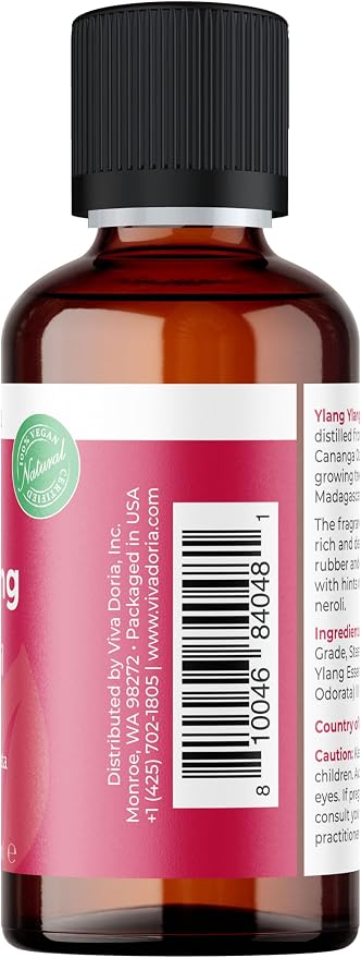 Viva Doria Ylang Ylang Essential Oil, 100% Pure, Natural Essential Oil, Undiluted, for Aromatherapy | Food Grade, 30 mL (1 Fluid Ounce)