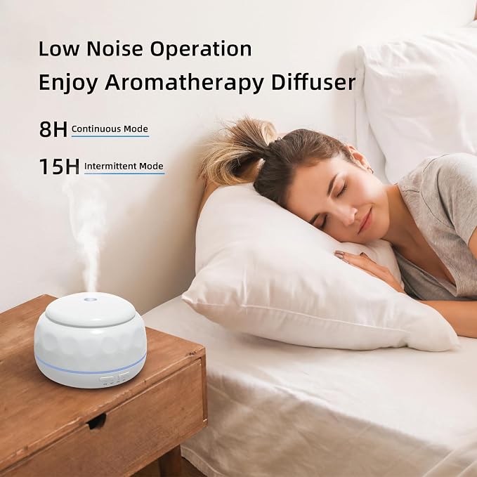SPLITSKY 300ML Essential Oil Diffuser with 7-Color LED Light, Remote Control, Quiet 8-Hour Operation, Aromatherapy Diffuser for Small Rooms, Offices,Home(White), 300MLCGB