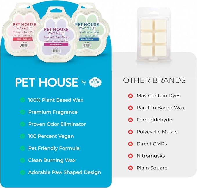 One Fur All Pet House Spring and Summer Wax Melts for Pet Odor, Natural, Plant Based Soy Wax Melts, Long Lasting Fragrance for Fresh Smelling Homes, Lemon Cupcake