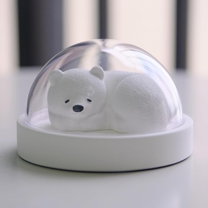 Essential Oil Passive Flower Diffuser -Non-Electric Peony Flower Porcelain Aromatherapy Diffusers for Small Mini Room, Desk Decorative, Bathroom (White, Polar Bear)
