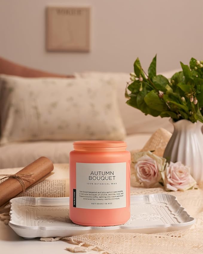 M&SENSE Scented Candles Orchid Jasmine Flower Aroma Large 19.4oz Natural Soy Wax 110 Hours Burn Time Clean Non Toxic 2 Wicks Scented Valentine Candles for Birthday Holiday Gifts