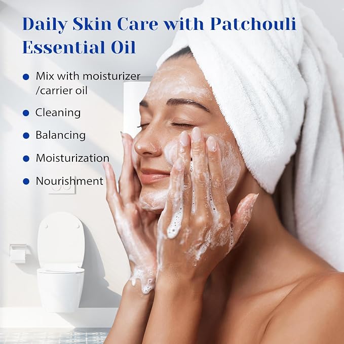 HIQILI Patchouli Essential Oil, for Homemade Perfume, Sooth Skin, Nourish Hair at Home with Diffuser, Gift for Hippie Friend - 3.38 Fl Oz