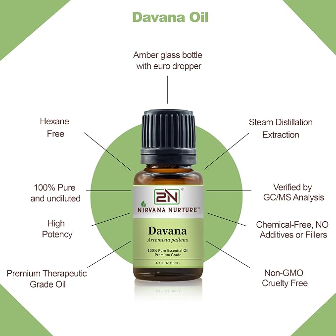 Davana Essential Oil, 100% Pure Undiluted, Aromatherapy Oil for Diffuser, Hair & Skin Care