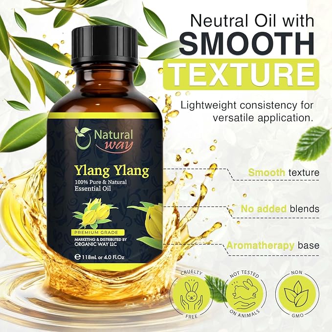 Ylang Ylang Essential Oil for Diffusers | Natural Aroma Oil for Home Fragrance, Humidifier & DIY Candle Making, Long Lasting Scent for Office, Bedroom & Soothing Scent 4 Fl Oz (120 mL)