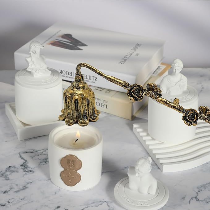 AIM & GGKK Candle Snuffer, Candle Snuffer Extinguisher with Long Handle,Retro Style Wick Flame Snuffer for Putting Out Candle Flame Safely,Floral Candle Snuffers Accessory for Candle Lovers