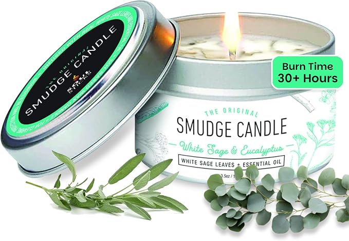 SOUL STICKS Smudge Candle for Cleansing House, Meditation, Chakra Healing, Aromatherapy | 3.5 Ounce Smudge Candle for Spiritual Cleansing (White Sage & Eucalyptus)