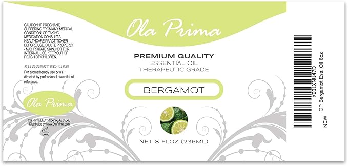 Ola Prima Bergamot Essential Oil for Aromatherapy - 8 Fluid Ounces