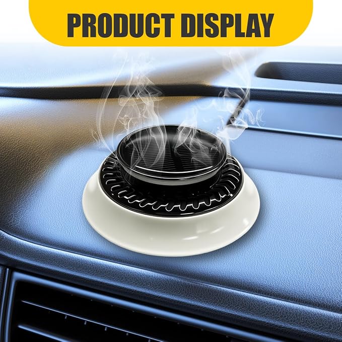 UFO Car Air Freshener Diffuser, Solar Powered Auto Rotary Aroma Diffuser, Long Lasting Aromatherapy Essential Oil Diffuser, Car Interior Decoration Accessories for Most Vehicles(White)