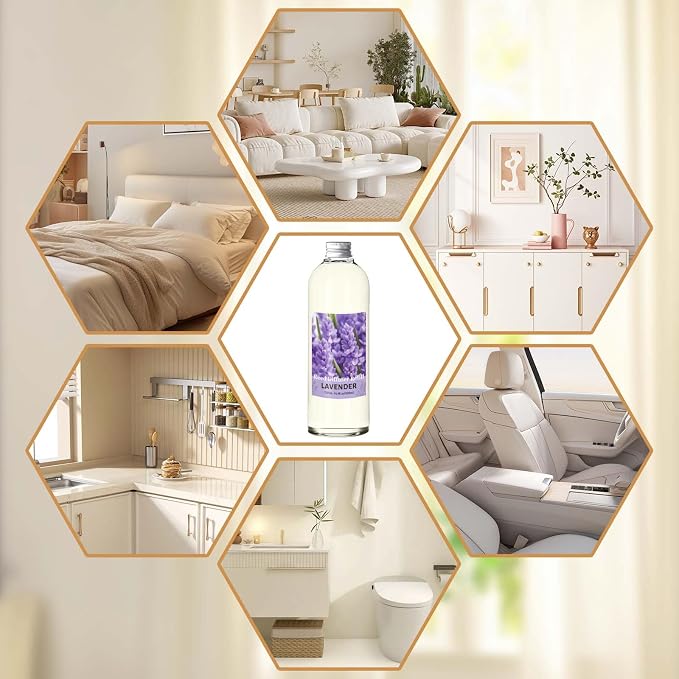 STRN Lavender Reed Diffuser Refill 500ml with 6 Natural Reed Sticks, Premium Aromatherapy for Home, Long-Lasting Fragrance for Living Room, Bedroom, Office | Alcohol-Free