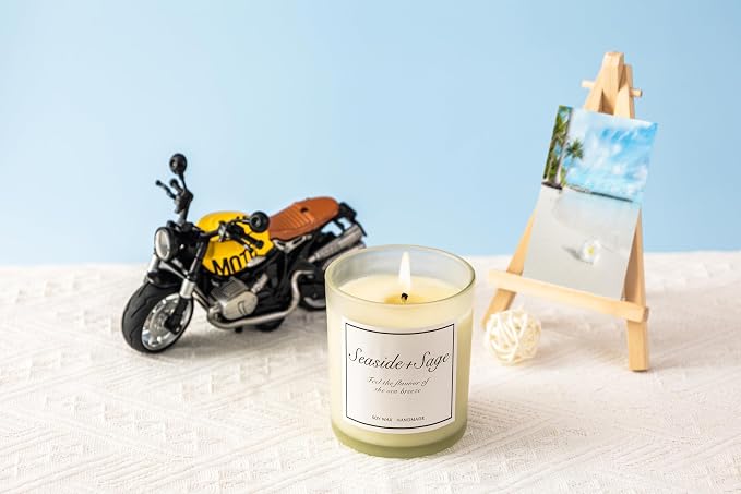 Seaside & Sage Candle, Summer Sea Breeze Scented Candle, Aromatherapy Gifts for Women, Feel The Flavour of Sea Breeze, Natural Soy Wax & Natural Essential Oils