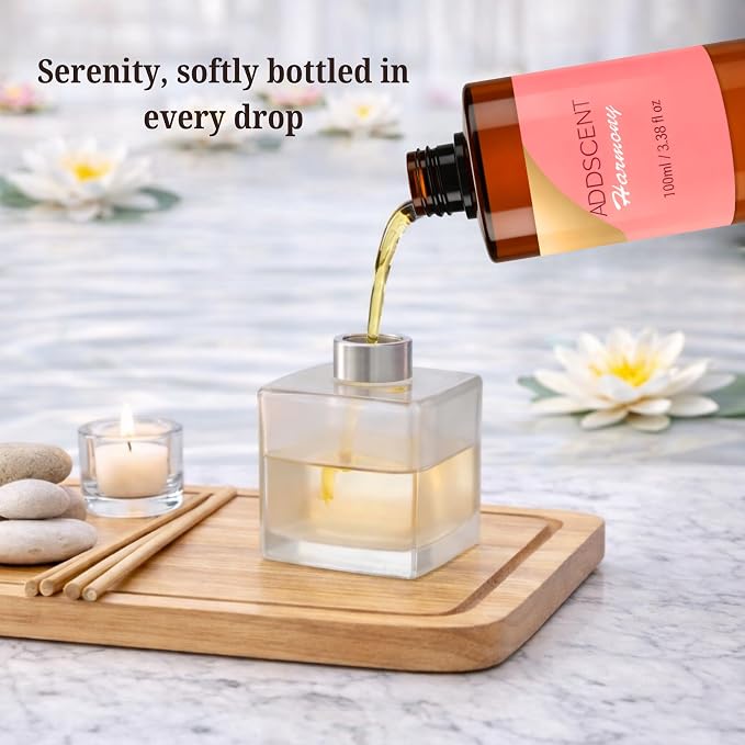 Harmony Fragrance Oil 100ml for Diffuser, Soothing Floral and Citrus Aroma for Bedroom Living Office Spa, Layered Notes of Orange Flower, Jasmine, Rose & Patchouli for Warm Peaceful Ambiance