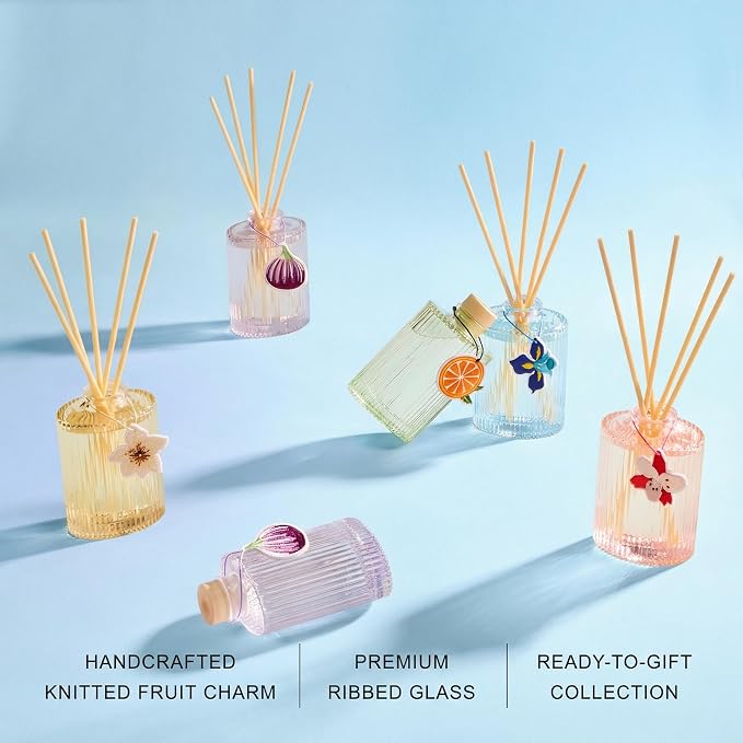 COCORRÍNA Reed Diffuser, Blue Iris Scent Flower Diffuser, 6.09 fl oz, 8 Reeds, Long-Lasting Home Fragrance, Bathroom Bedroom Shelf Decor & Gifts