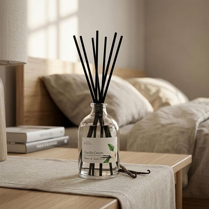 Reed Diffuser Set for Bathroom & Home, Long Lasting Essential Oil Aroma, Glass Bottle Home Fragrance with Sticks, Ideal Gift for Woman