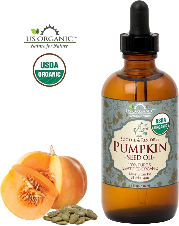 US Organic Pumpkin Seed Oil, USDA Certified Organic,100% Pure & Natural, Cold Pressed Virgin, Unrefined in Amber Glass Bottle w/Glass Eyedropper for Easy Application (Large (4 oz, 115 ml))
