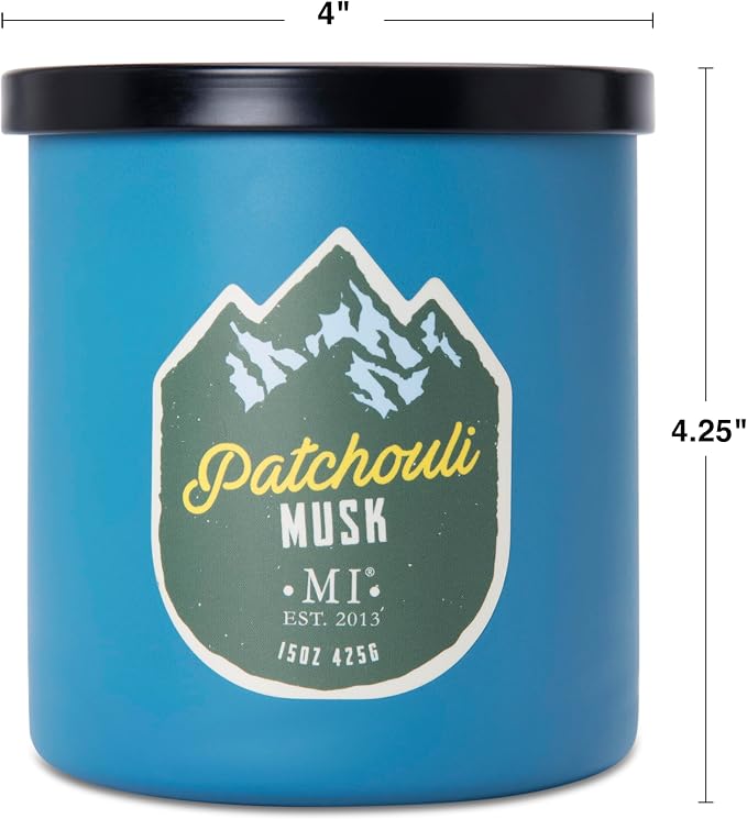 Manly Indulgence Patchouli Musk Scented Candles for Men, 2 Wick, 15 oz Premium Soy Blend Wax, 60H Burn, Candles for Home Scented – Made in The USA