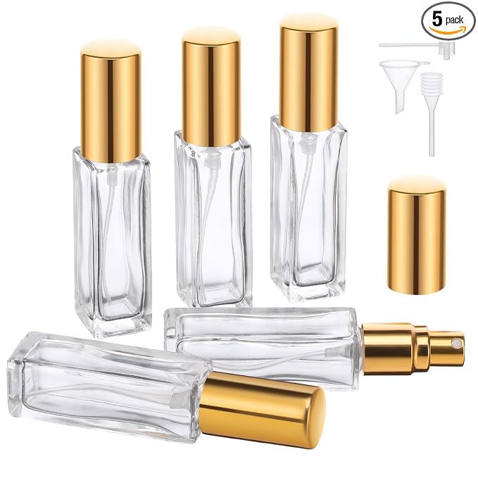 Segbeauty Perfume Travel Refillable, 5pcs 0.34 oz Portable Perfume Bottle, Empty Glass Sprayer Perfume Replacement Bottles for Travel Scent Toiletries Pump Bottle