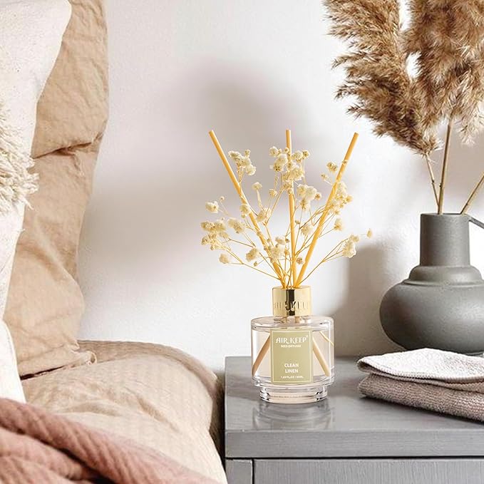 Airkeep Reed Diffuser Set of 3,Clean Linen Cashmere Vanilla Lavender Garden Oil Reed Diffusers for Bedroom Living Room Office Aromatherapy Oil Reed Diffuser for Gift 50ml x 3