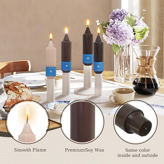 Smokeless Candlesticks Short Taper Candle,Unscented 5 Inches Gradient Brown Candle Sticks Dripless Tapered Candles for Home Décor Gifts
