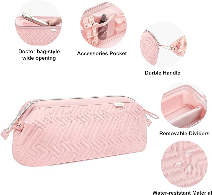 Leudes Hair Tools Travel Bag for Shark Flexstyle Carrying Case Portable Shark Hair Air Wrap Dryer Case Waterproof Dustproof Flat Curling Iron Travel Organizer (Pink+Heat Resistant Mat)