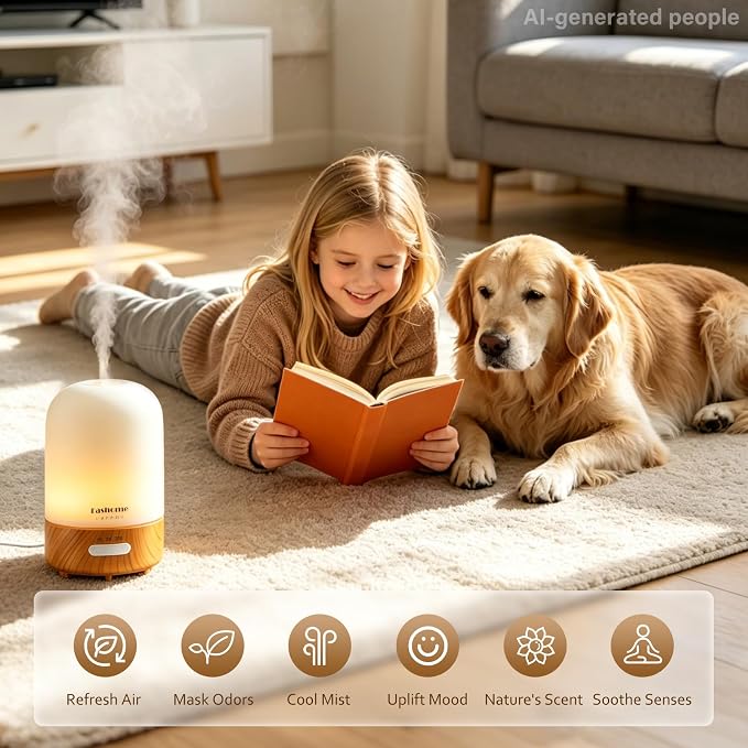 Essential Oil Diffuser for Home, Ultrasonic Cool Mist Air Aromatherapy Humidifier, Mini Scent Air Machine Portable Aroma Diffuser with Changing Lights & Auto Shut-Off for Home Bedroom Office Yoga