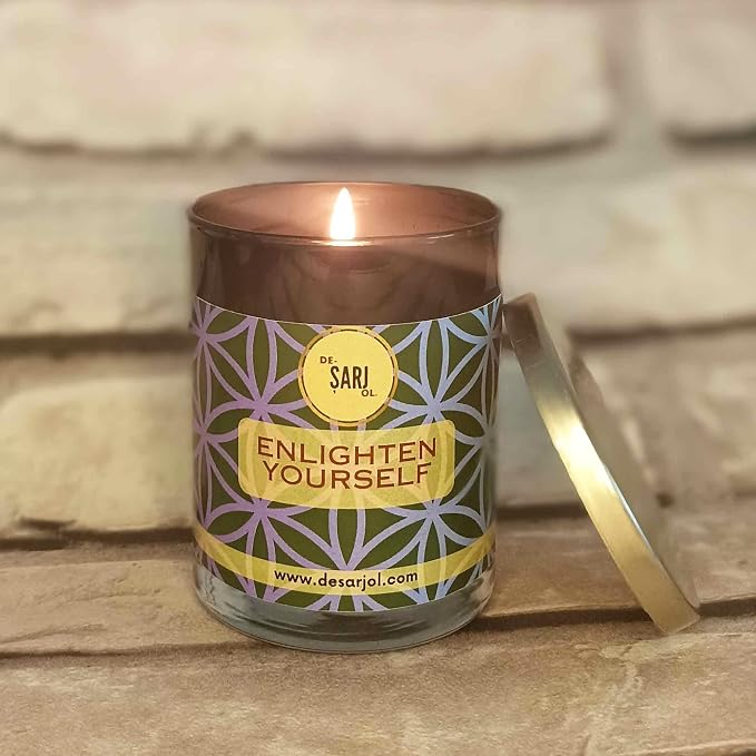 Handmade Glass Ottoman Organic Bath Soap Scent Glass Candle 14oz 100 Hour Long-Burning, Highly Scented, Natural Beeswax & Essential Oils Candle for Home, Stress Relief & Aromatherapy (Purple)