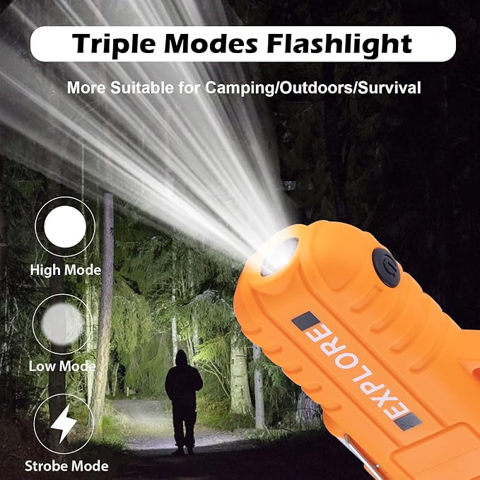 LcFun Electric Dual Arc Lighter USB Rechargeable Outdoor Windproof Flameless Plasma Lighters with Flashlight for Camping, Survival, Tactical (Orange)