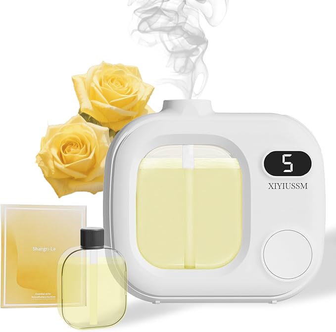 Waterless Essential Oil Diffuser Portable Cordless Aromatherapy Scent Machine for Home Office Car Large Room Battery Powered Ultrasonic Diffuser with 5 Mist Modes for Bedroom Classroom Travel