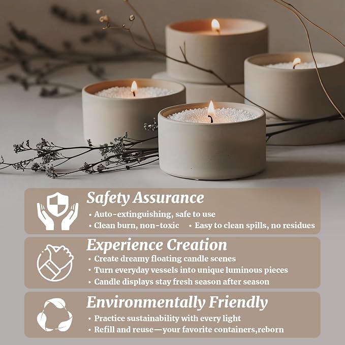 Pearl Candle Sand with 30 Wicks 18Oz-Vanilla Scented Non Toxic Luxury Long Lasting Refillable Pearled Candle 120 Hours-Pearled Sand Powder Wax Candles Kit for Candle Making Wedding Party White