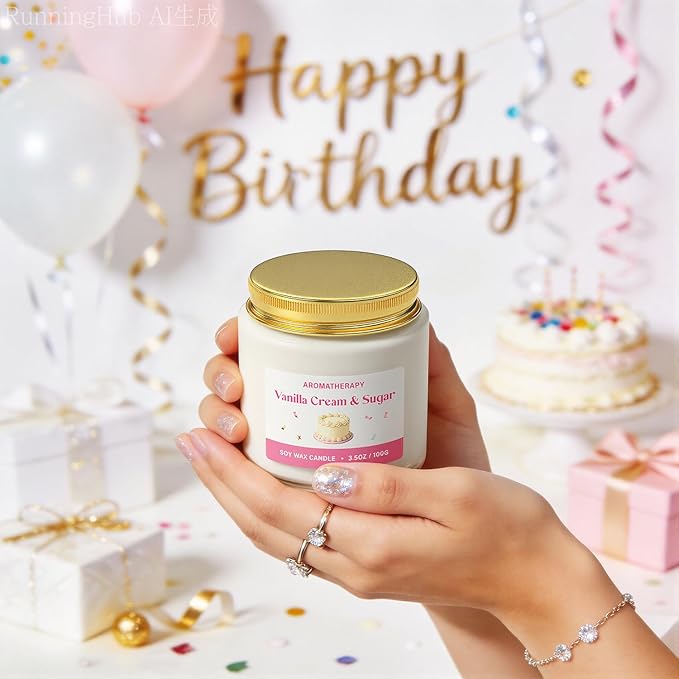 Birthday Candle, Scented Candles Gifts for Women, Soy Candle Gift Set, Pink Birthday Candles, 2 Pack Sweet Aromatherapy Candles for Celebration & Relaxing