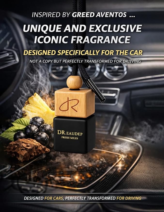 Greed Car Air Freshener — Aventos-Inspired Cologne Scent Diffuser for Cars, Refined Fragrance with Premium Essential Oils, Masculine Woody Leather Scent, Hanging Car Diffuser, Luxury Gift for Men