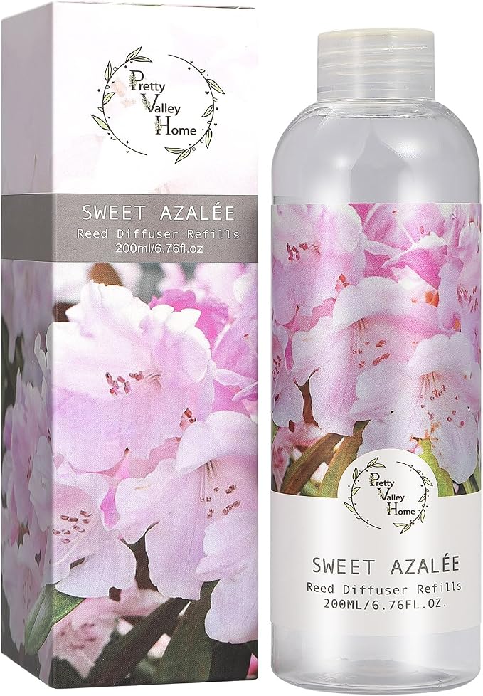 Reed Diffuser Refill, Sweet Azalee Reed Diffuser Oil Natural Scented Essential Oil Refill Home Fragrance for Bathroom, Bedroom, Office Decor 200ml (6.76oz)