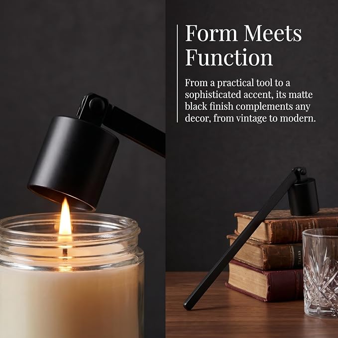 MAGICLULU Black Candle Snuffer with Handle, Stainless Steel Wick Extinguisher for Scented Candles, Black Flame Put Out Tool for Christmas Holiday Party Home Decor, 6.6 Inch Straight Tube Design