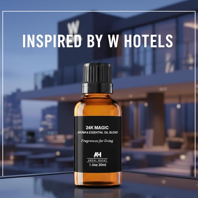 Hotel Diffuser Oil Inspired by The 24K Magic Hotel Scent 30mL – Essential Oil Blend for Diffuser - Premium Home Fragrance with Citrus and Jasmine - Home Luxury Scent with Glass Bottle & Dropper