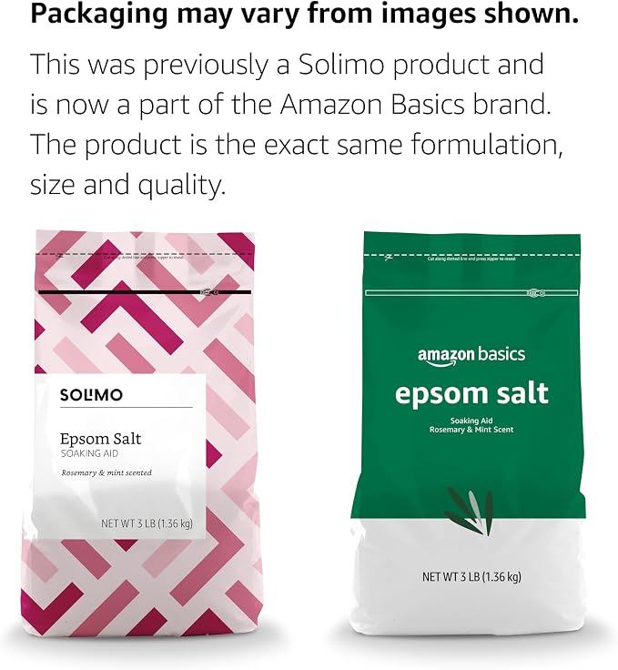 Amazon Basics Epsom Salt Soaking Aid, Soothing Rosemary & Mint Scent, 3 Pound (Pack of 1) (Previously Solimo)